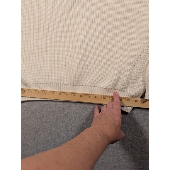 Tommy Bahama Women's Ivory V Neck Knit Sweater Oversize Dolman Coastal Vacay XL - Picture 15 of 16